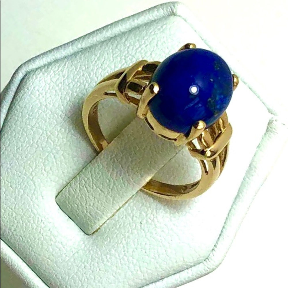 14K/Y/G lapis ring - Picture 2 of 3